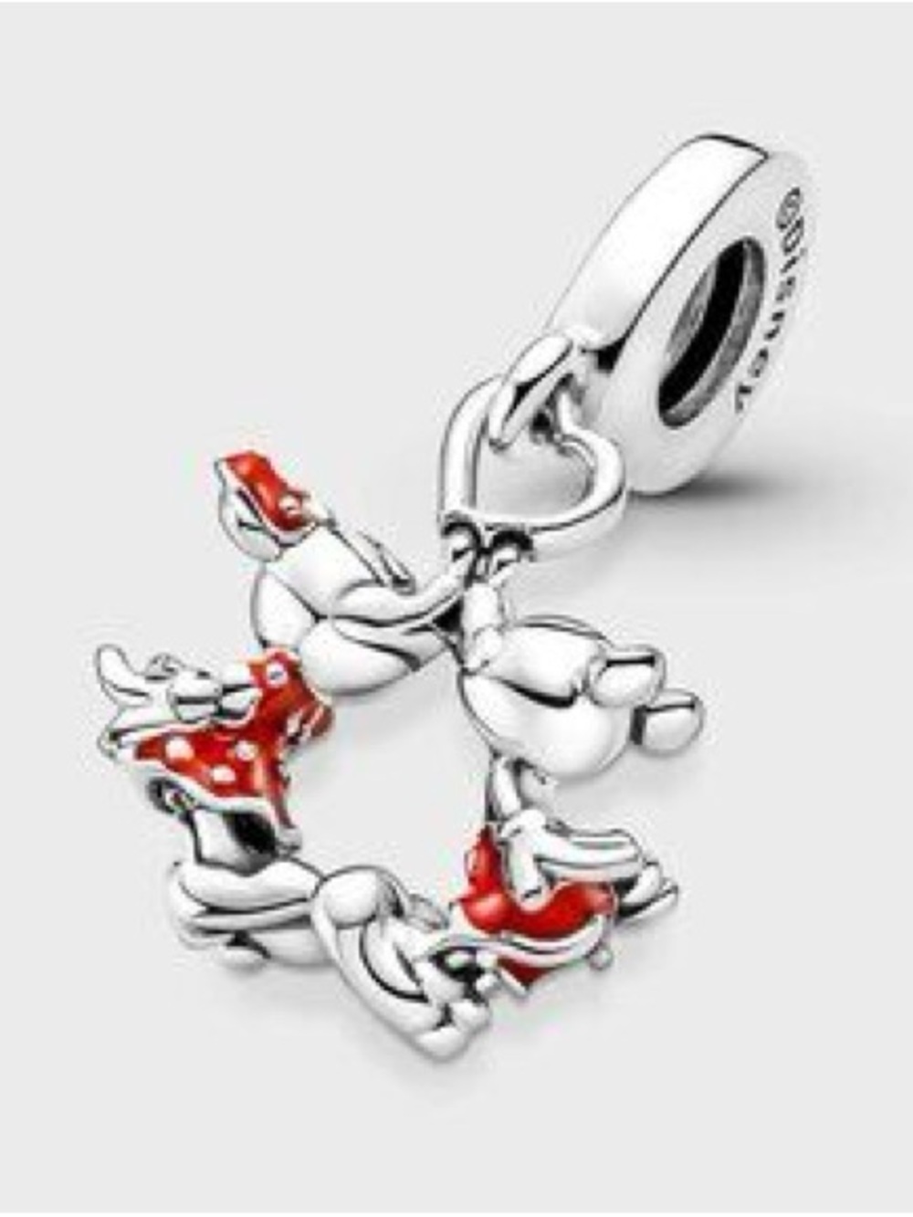 Red Enamel Sterling Silver Charm Pendant